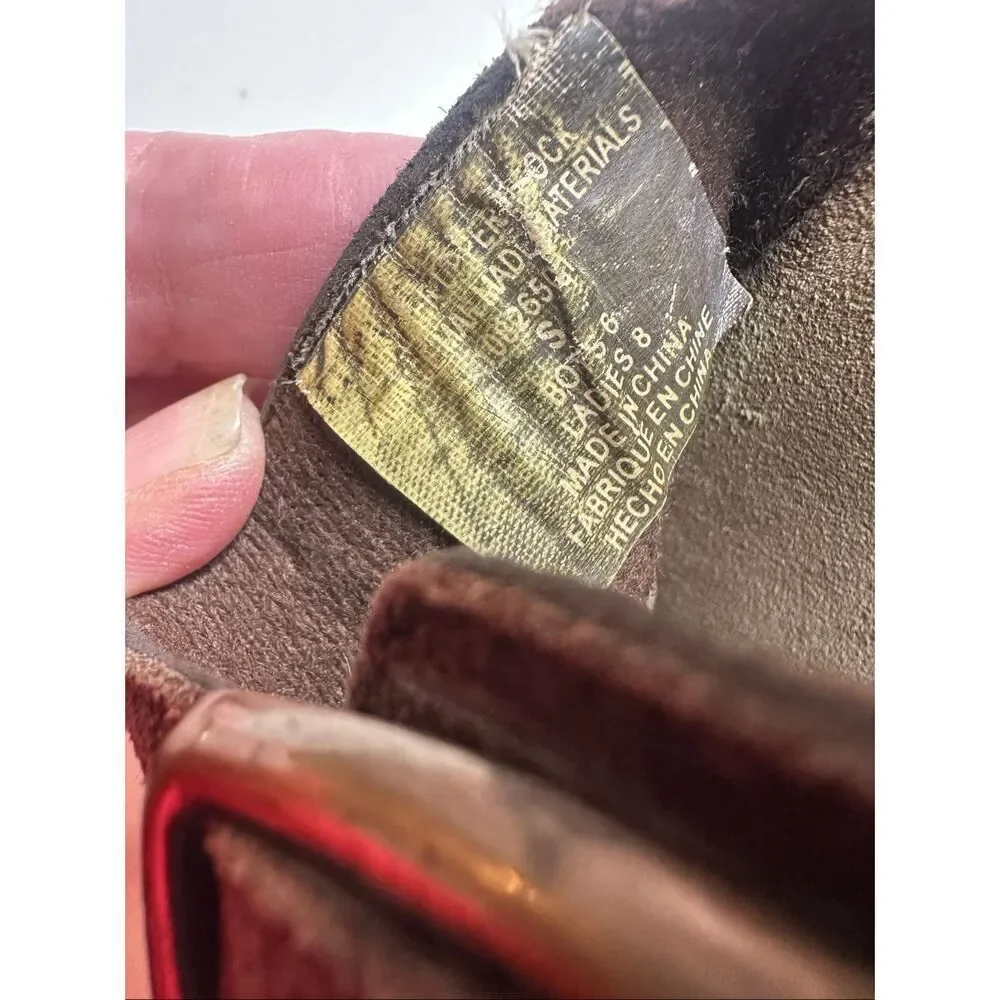 Disney Women's Brown Suede Leather Buckle Cork Sole Strap Sandals Size 8 - Picture 6 of 6